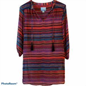 Cece Cynthia Steffe Size 8 Top Sheer Blouse Tunic